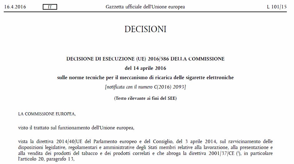 DECISIONE ESECUZIONE RICARICA
