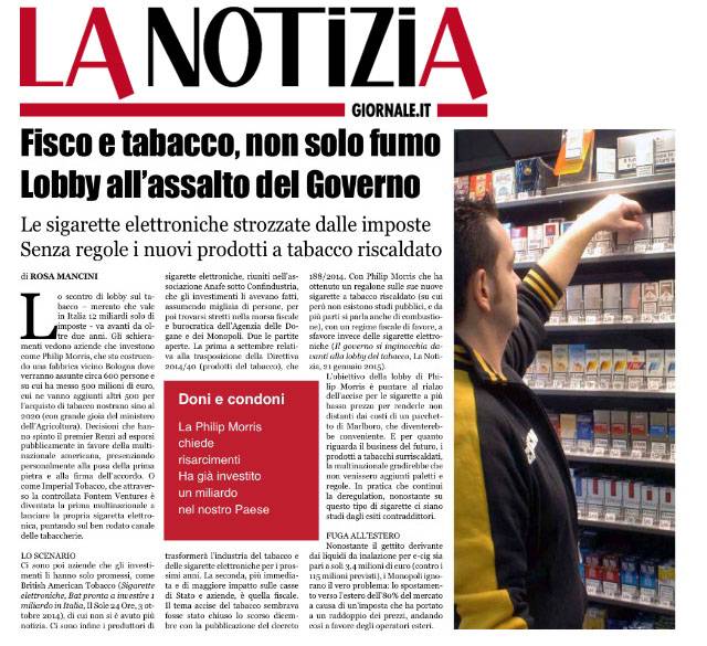 la notizia lobby tabacco