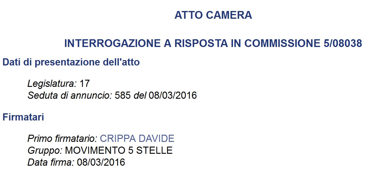 Interrogazione Crippa