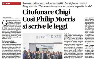 Citofonare Palazzo Chigi. Così Philip Morris si scrive le leggi | Il Fatto Quotidiano