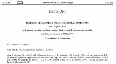 Commissione UE, pubblicate le norme tecniche per il meccanismo di ricarica delle e-cig