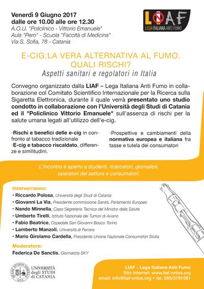 E-cig: la vera alternativa al fumo. Quali Rischi? Aspetti sanitari e regolatori in Italia.