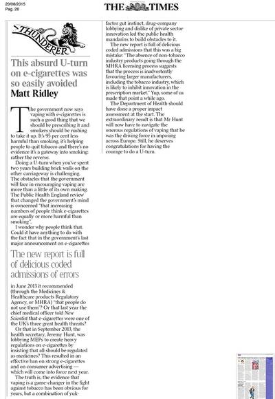 Gli errori sulle e-cig e la necessaria inversione a U | The Times